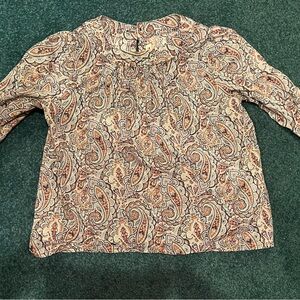 Bonpoint Paisley Cotton Blouse in Cream, Brown & Blue